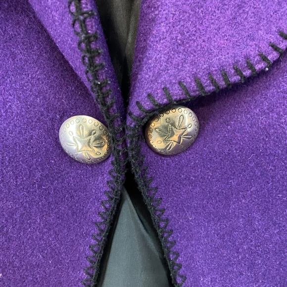Mid-West Garment CO M/L Purple Wool Coat Vintage Cropped Stamped Buttons - Picture 3 of 7